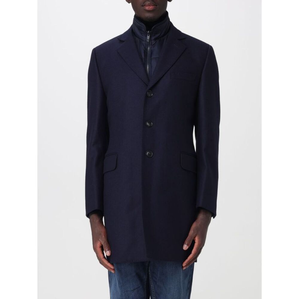 Fay Men Fay Short Wool-Blend Coat With Quilted And Removable Inner Vest